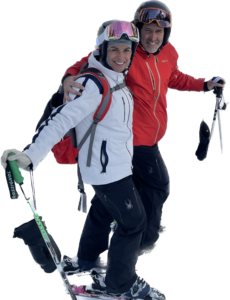 Ron skiing with his wife after his second hip surgery (four months from the surgery!).